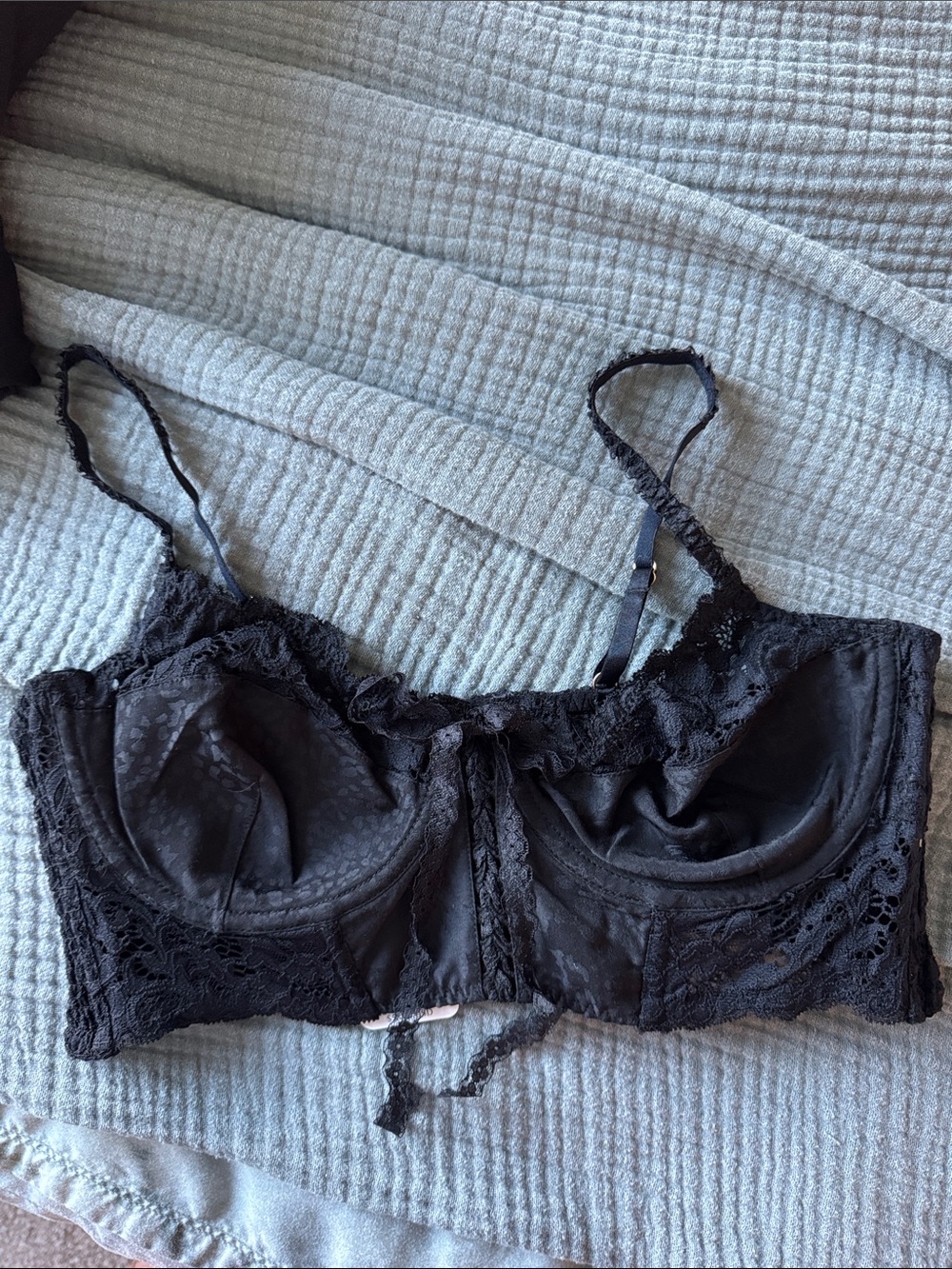 Free People Black Lace Longline Underwire Bralette